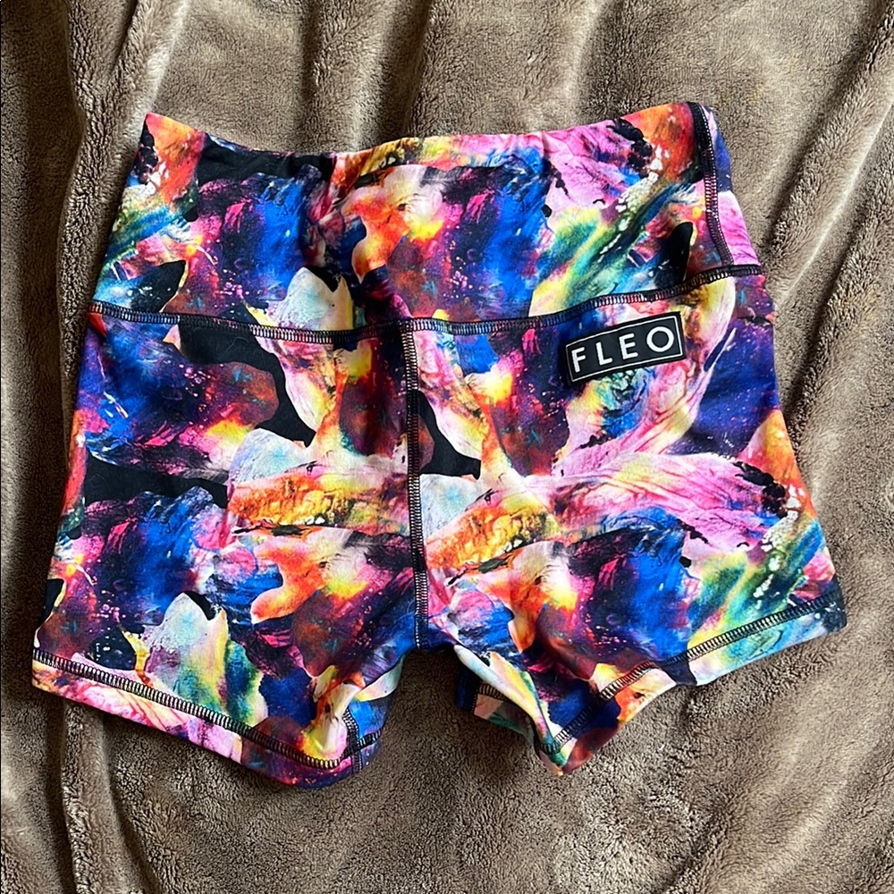 Fleo Blue and Pink Athletic Shorts Vibrant Design